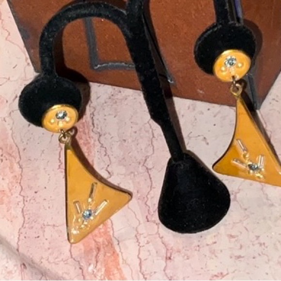 Artisan Crafted Post and Clutch Dangle Earrings With Blue Shiny Stones - Picture 5 of 13